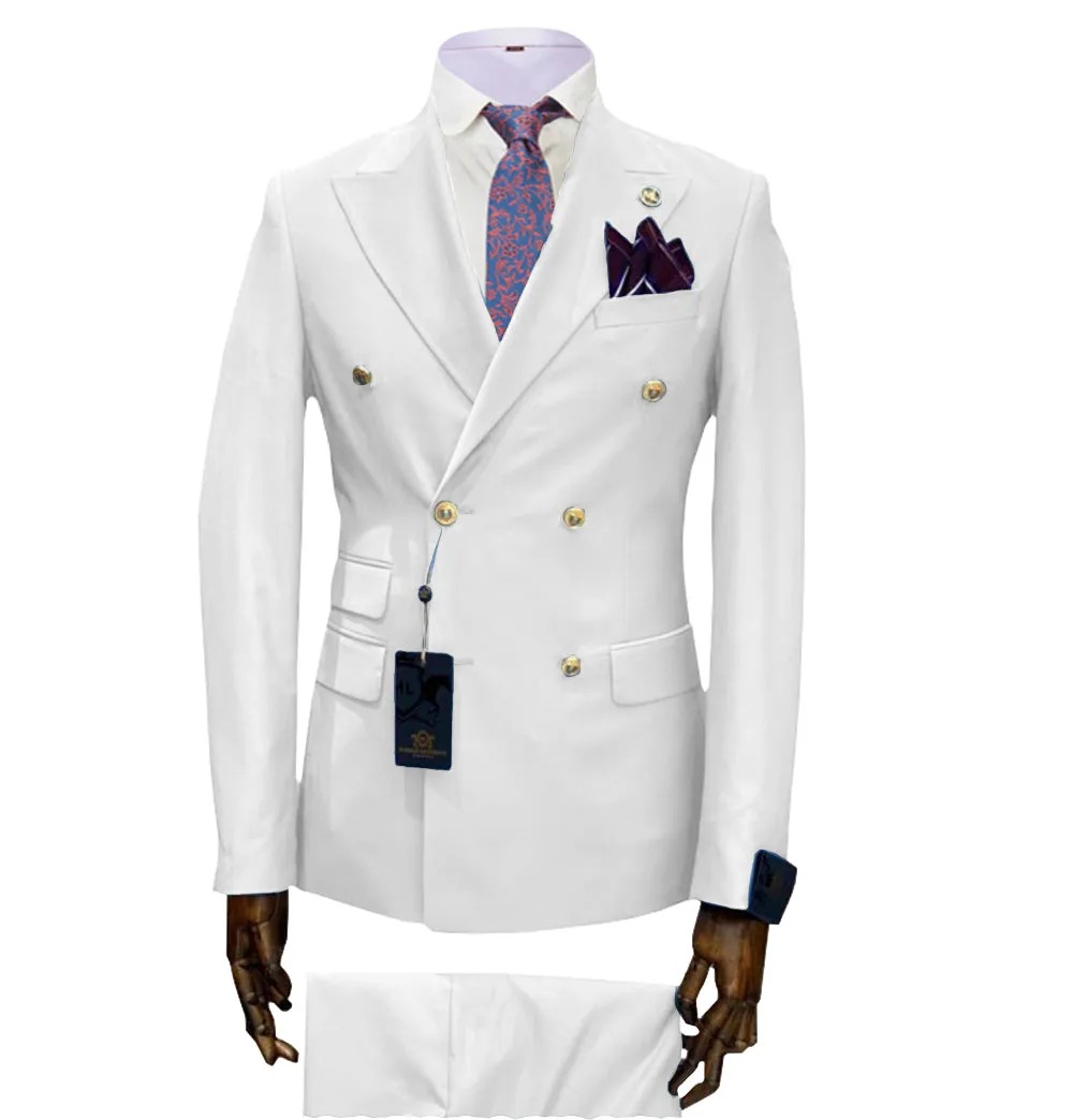 Casual Men's 2 Pieces Solid Slim Fit Peak Lapel Mens Suit (Blazer Pants)
