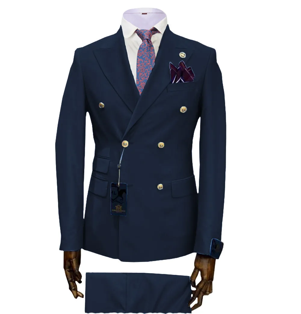 Casual Men's 2 Pieces Solid Slim Fit Peak Lapel Mens Suit (Blazer Pants)