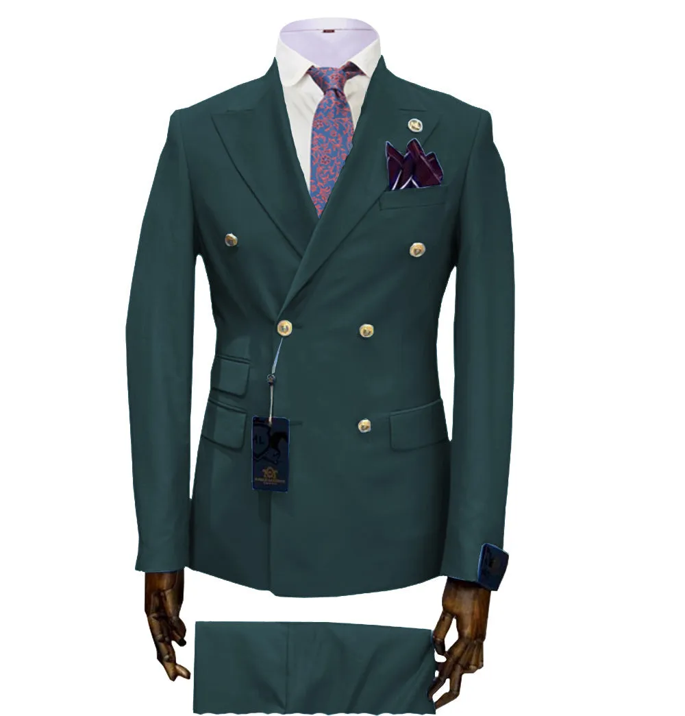 Casual Men's 2 Pieces Solid Slim Fit Peak Lapel Mens Suit (Blazer Pants)