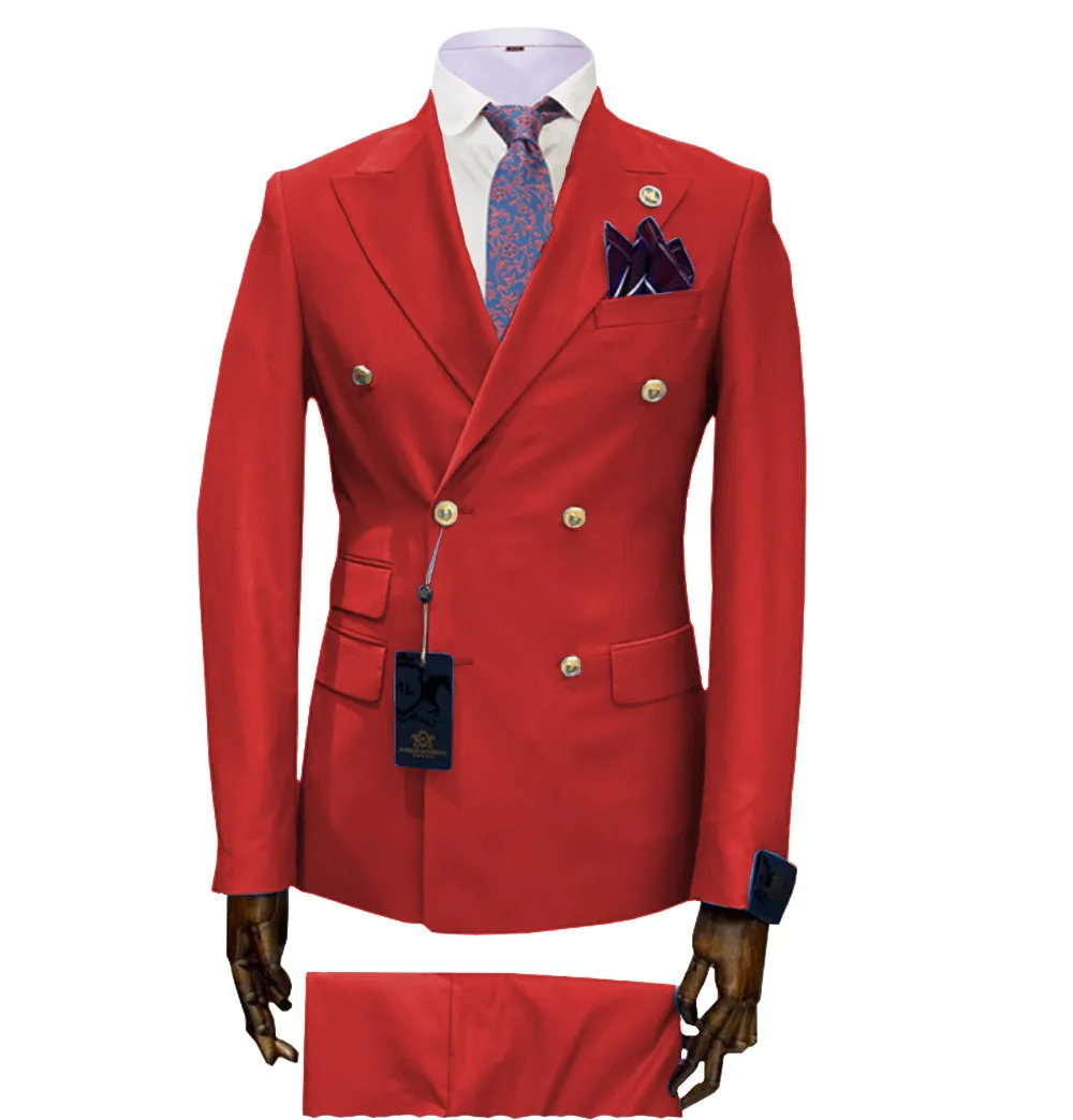 Casual Men's 2 Pieces Solid Slim Fit Peak Lapel Mens Suit (Blazer Pants)