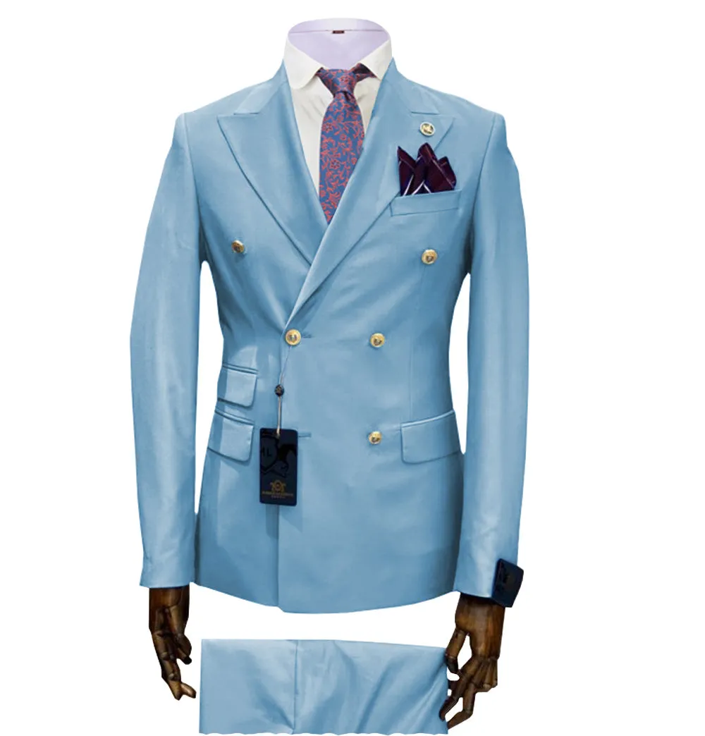 Casual Men's 2 Pieces Solid Slim Fit Peak Lapel Mens Suit (Blazer Pants)