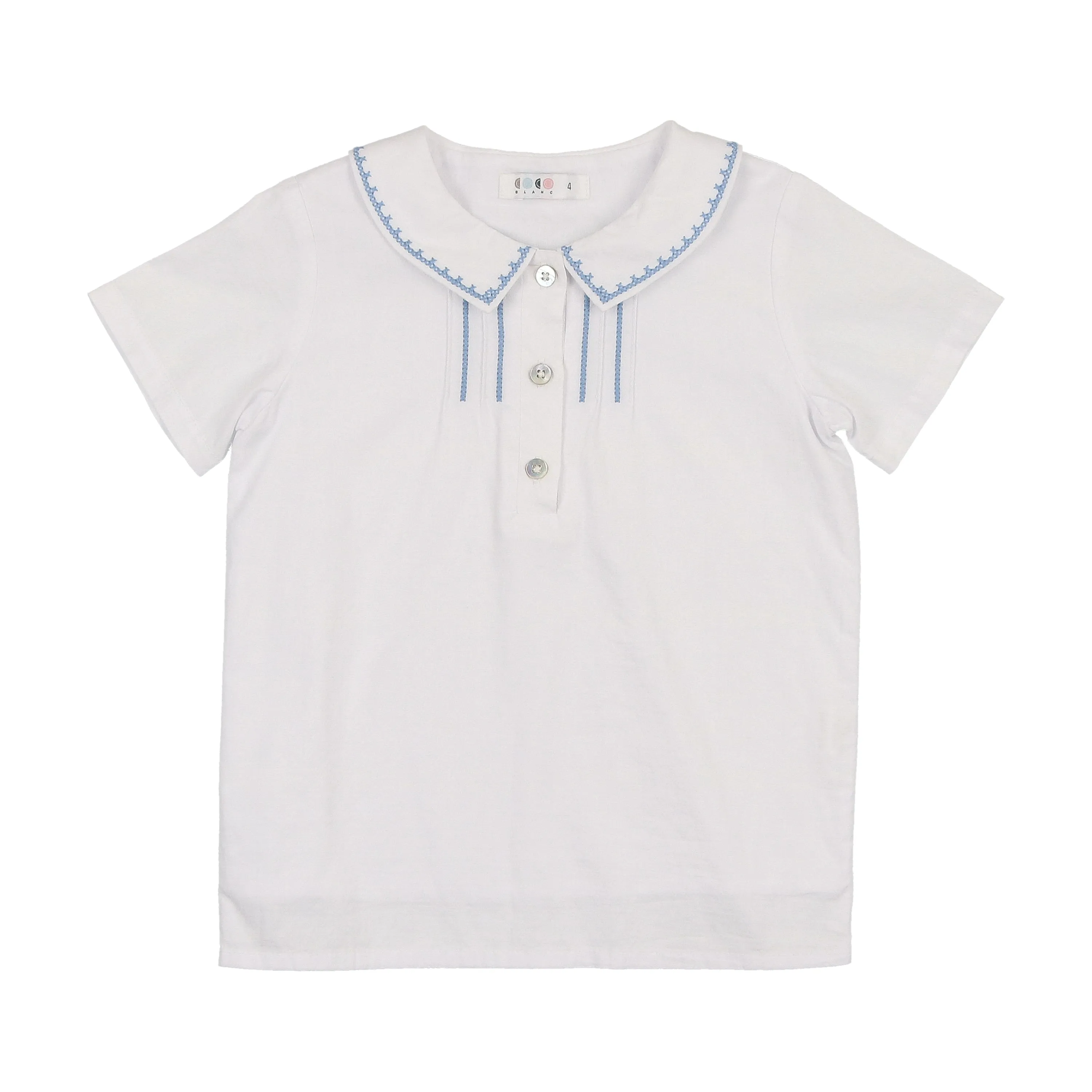 Coco Blanc Blue Striped Peter Pan Style Striped Shirt