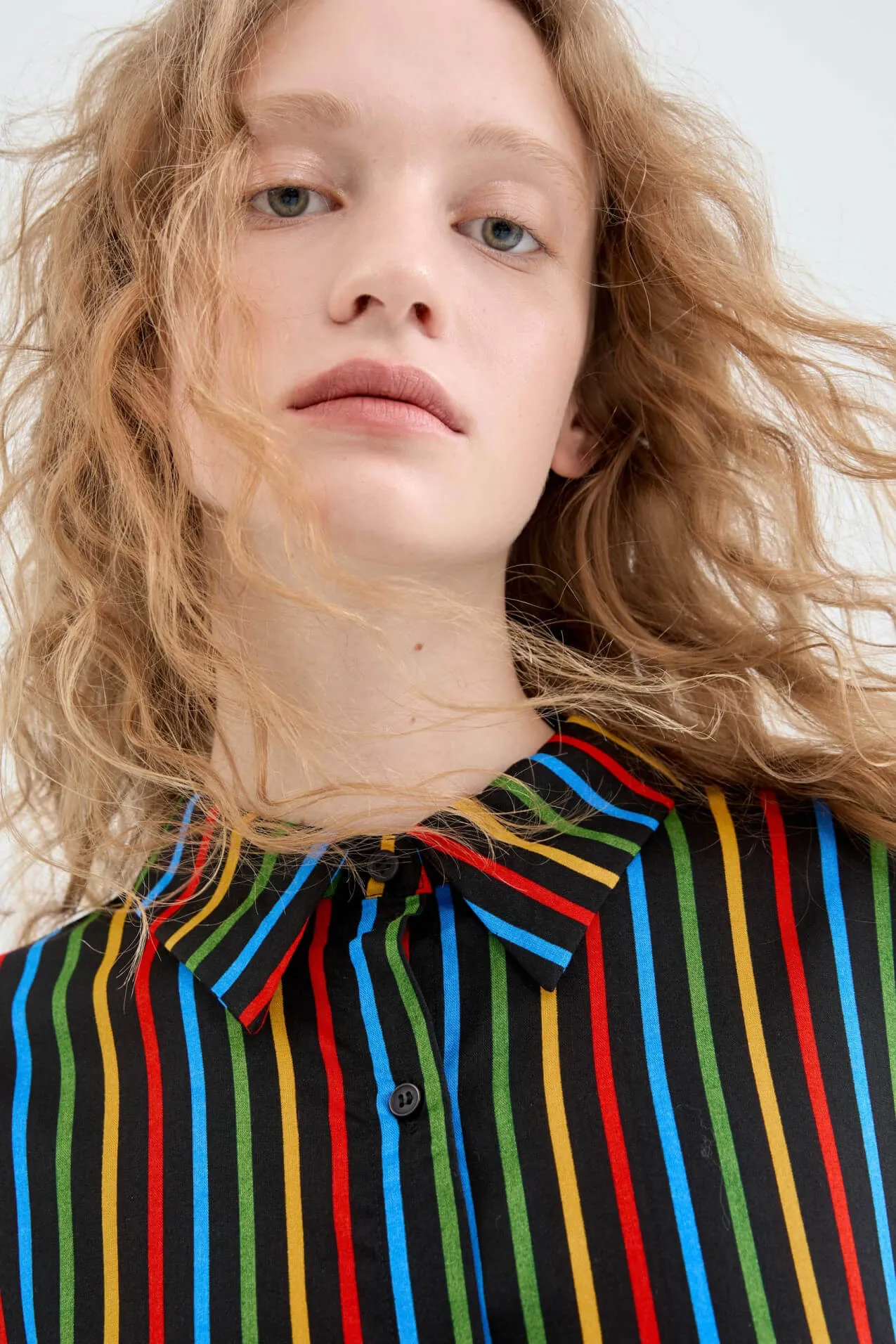 Compania Fantastica Black Multicoloured Stripe Print Long Sleeve Shirt