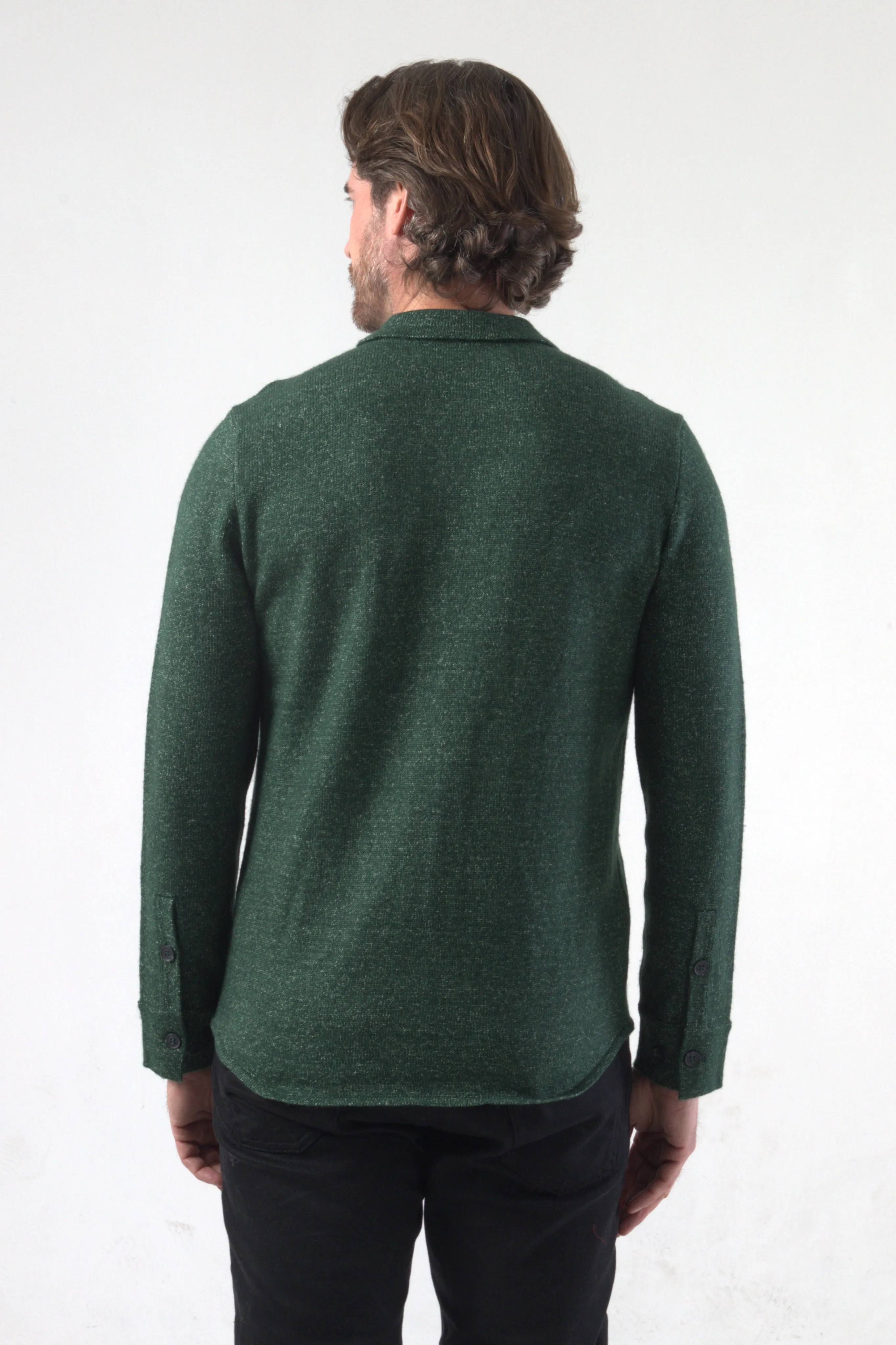 Denim Like Jersey Stitch Knit Sweater Shirt