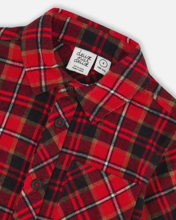 DPD Red Plaid Button Flannel Shirt