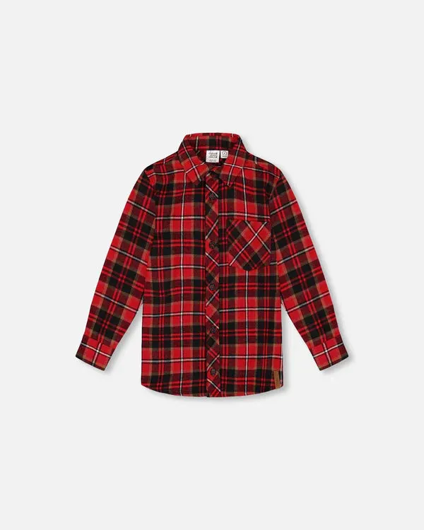DPD Red Plaid Button Flannel Shirt