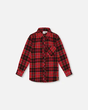 DPD Red Plaid Button Flannel Shirt