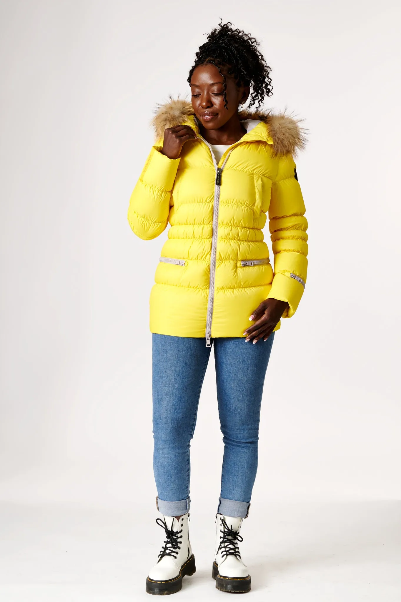 Earth Spirit Long Down Jacket | Bumblebee & Linen