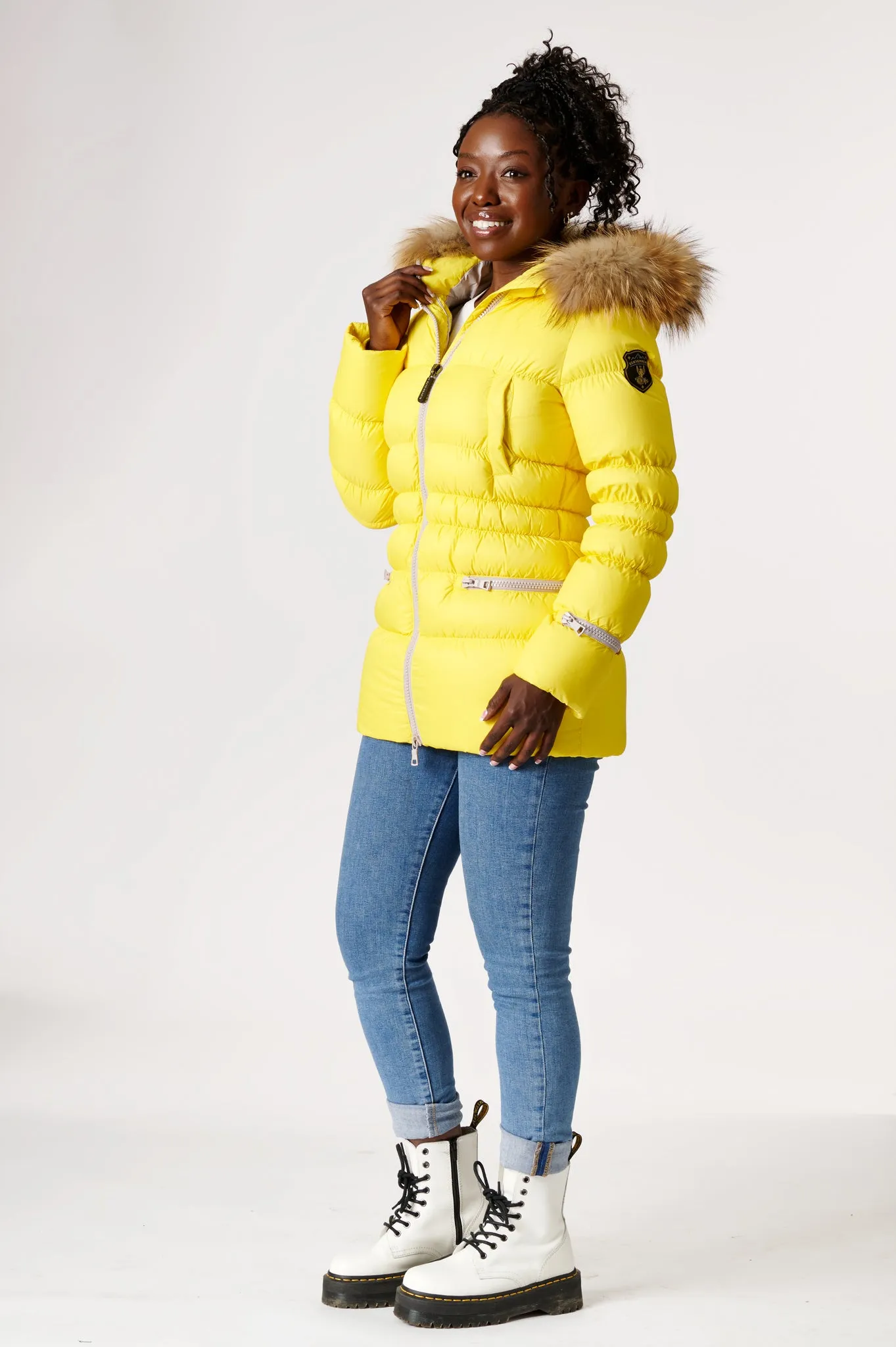 Earth Spirit Long Down Jacket | Bumblebee & Linen