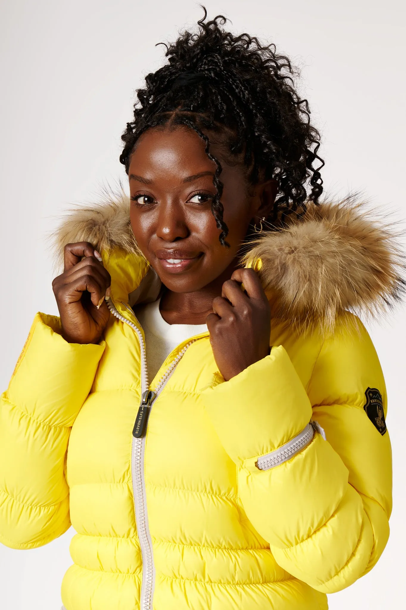 Earth Spirit Long Down Jacket | Bumblebee & Linen
