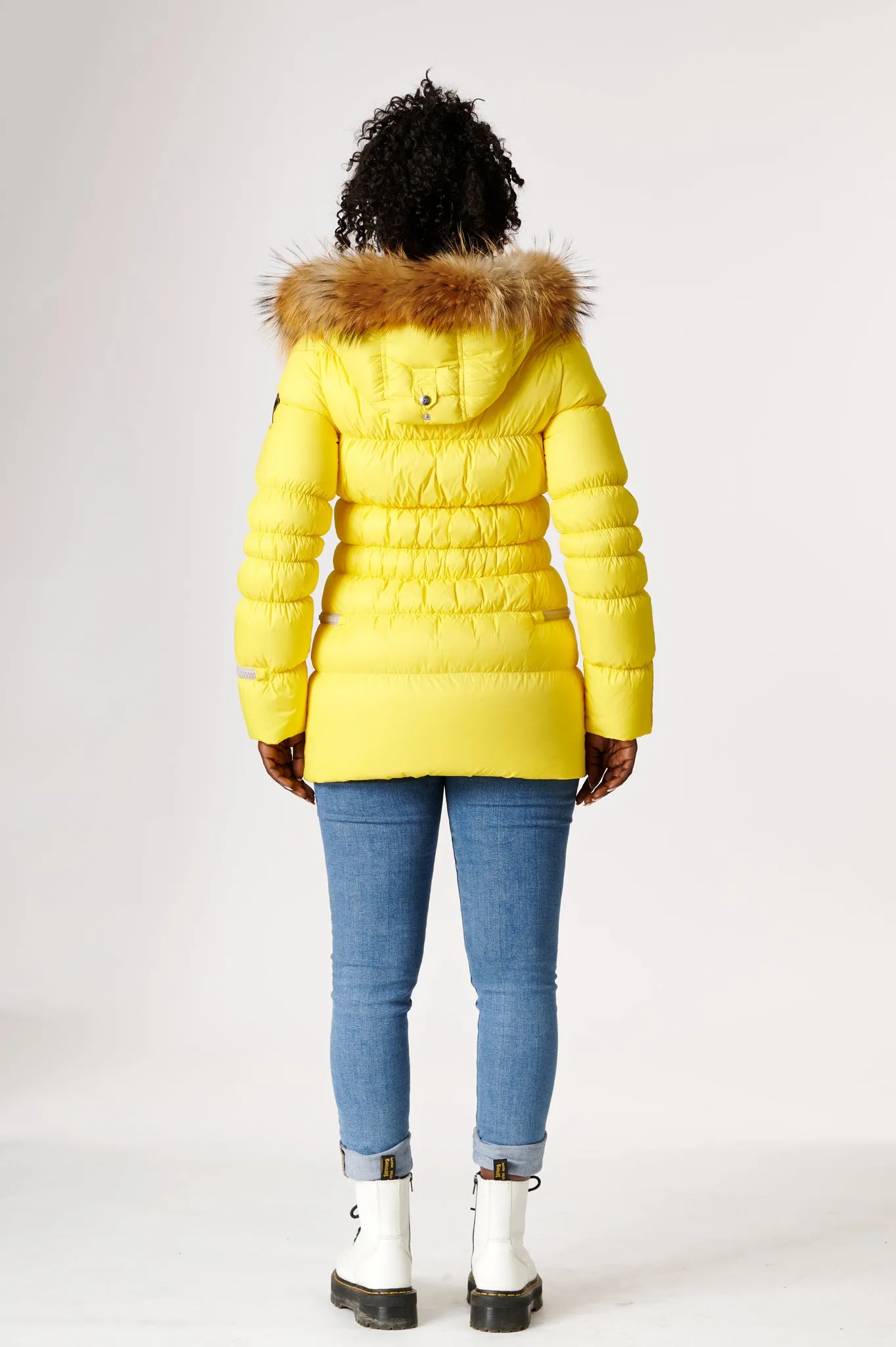 Earth Spirit Long Down Jacket | Bumblebee & Linen