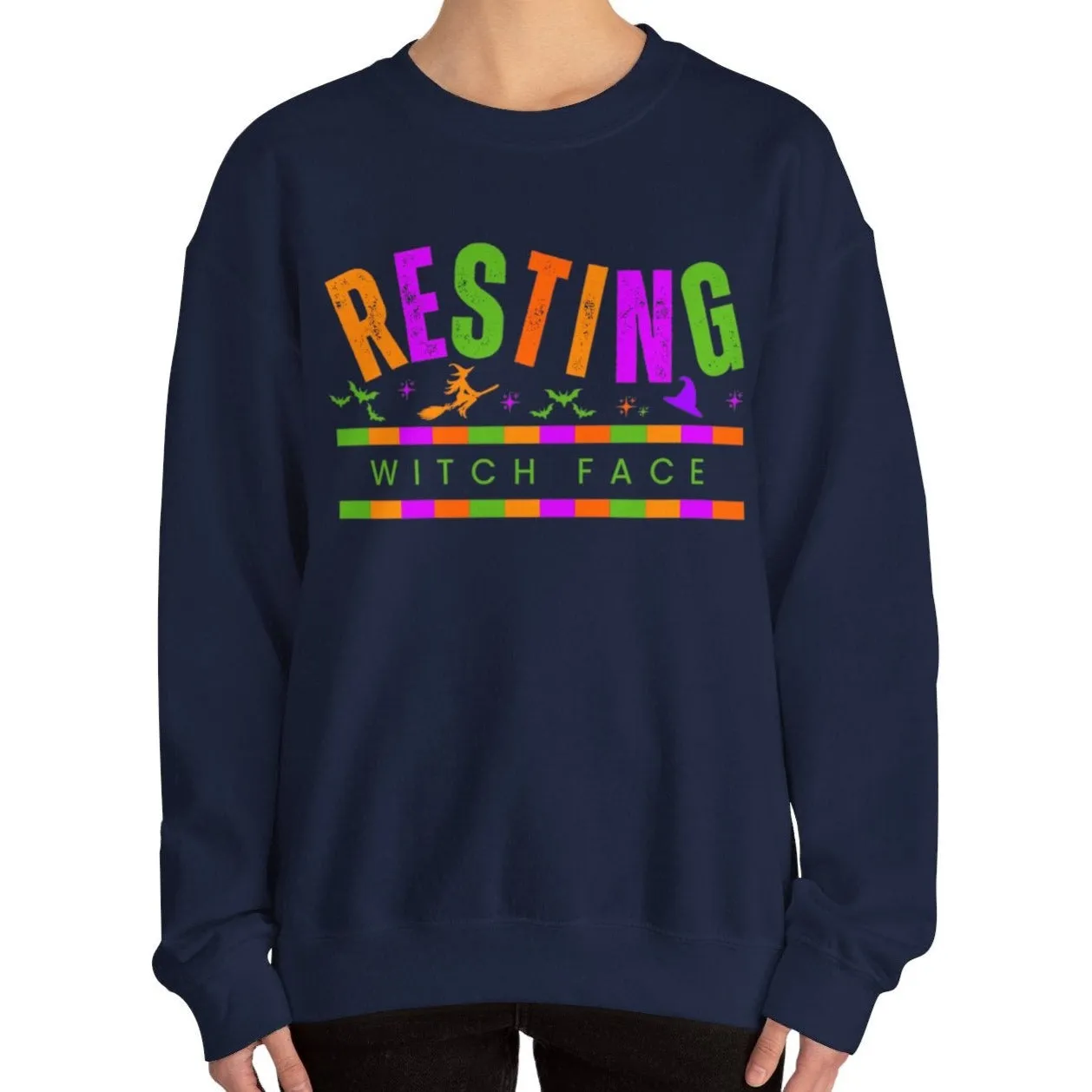 Eddy and Rita Women's Heavy Crewneck Sweatshirt - "Resting Witch Face" Halloween Sweater - Cozy, Funny, Witchy Fall Pullover