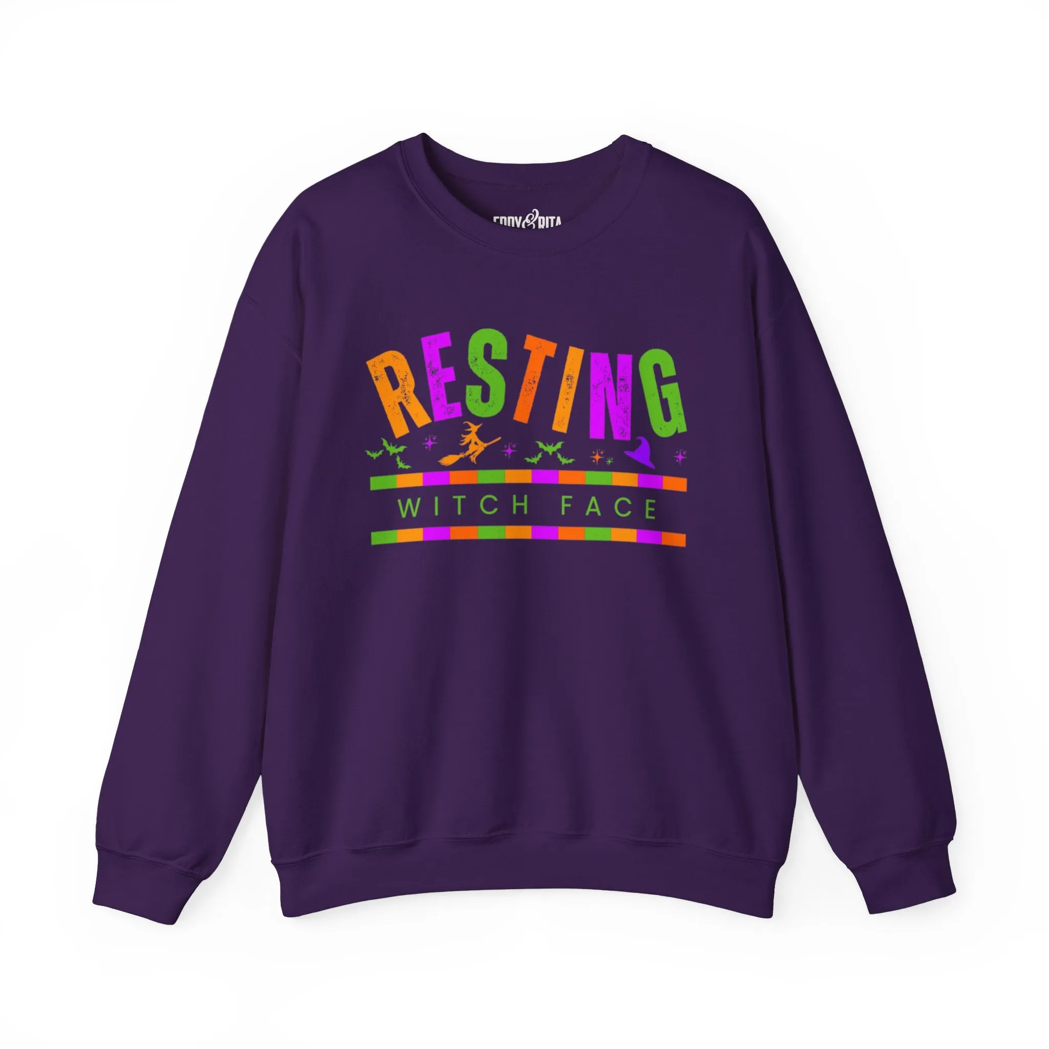 Eddy and Rita Women's Heavy Crewneck Sweatshirt - "Resting Witch Face" Halloween Sweater - Cozy, Funny, Witchy Fall Pullover