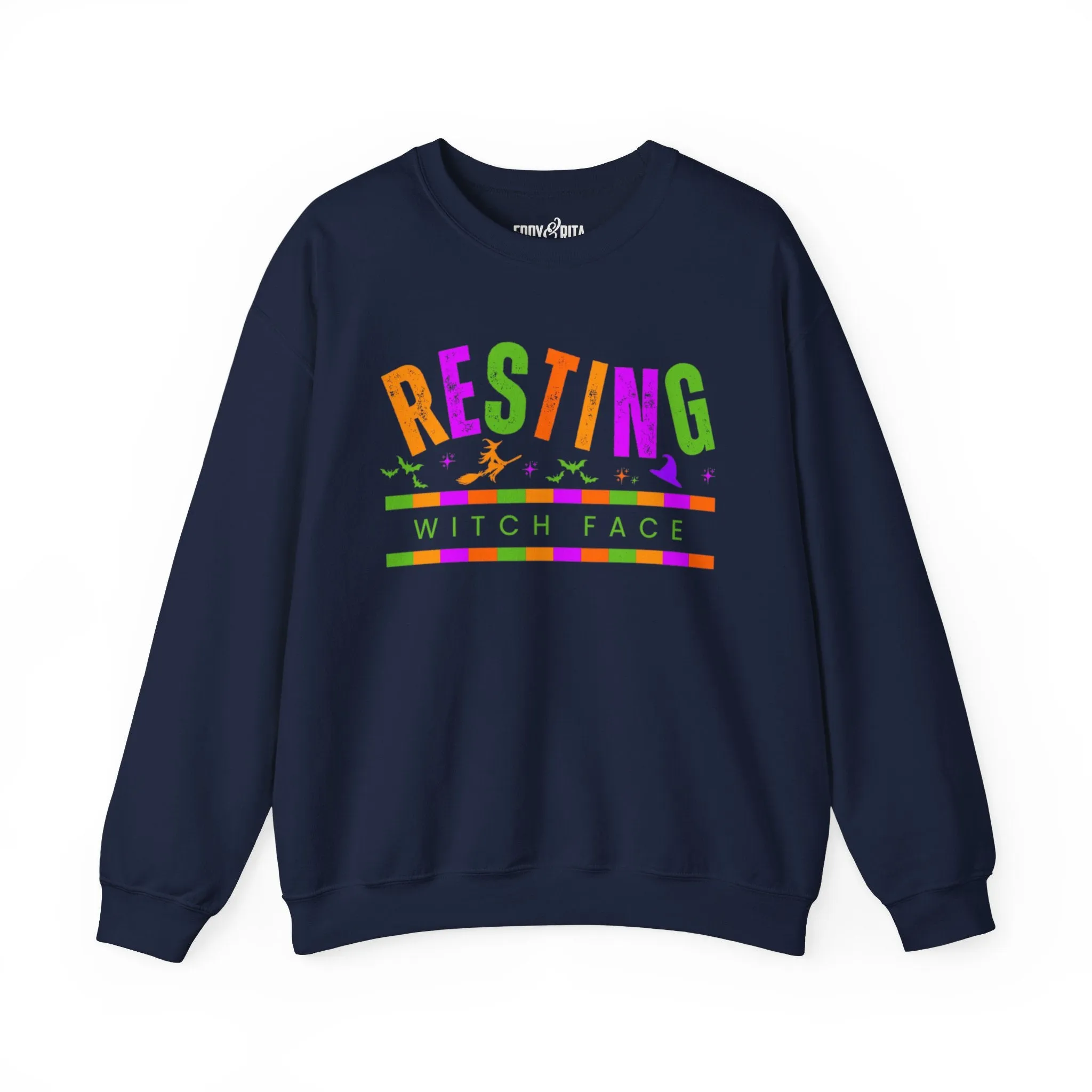 Eddy and Rita Women's Heavy Crewneck Sweatshirt - "Resting Witch Face" Halloween Sweater - Cozy, Funny, Witchy Fall Pullover