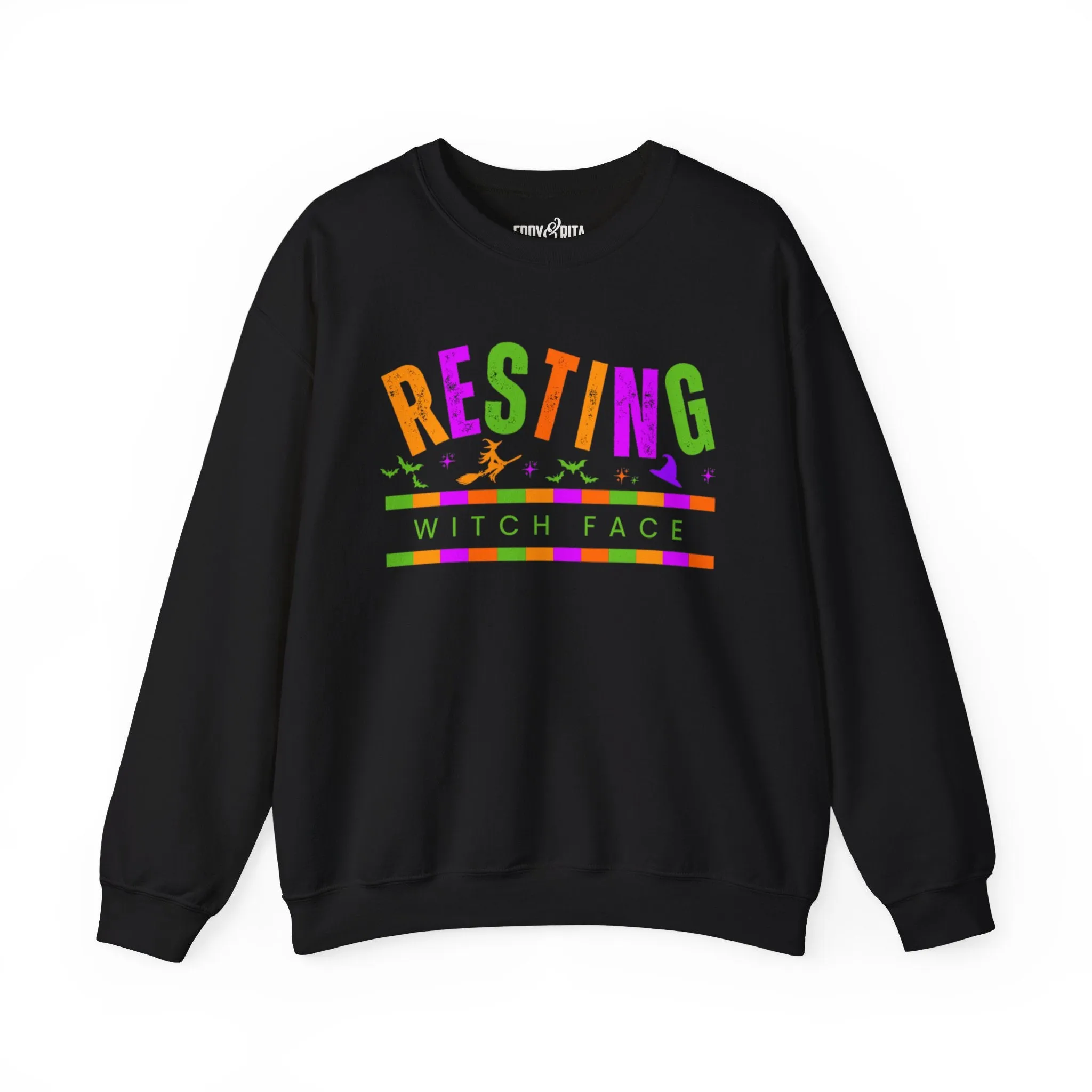 Eddy and Rita Women's Heavy Crewneck Sweatshirt - "Resting Witch Face" Halloween Sweater - Cozy, Funny, Witchy Fall Pullover