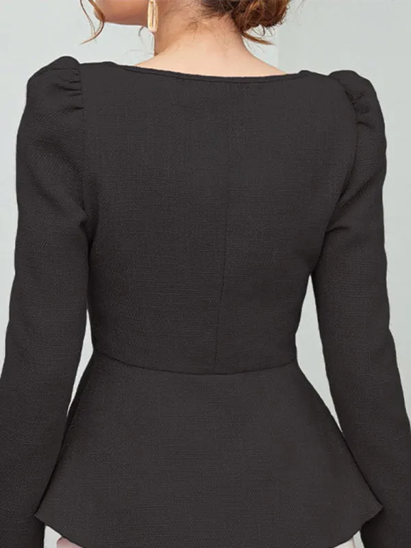 Emberly Women's Single Breasted Professional Business Long Sleeve Shirt