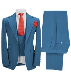 Formal Men's 3 Pieces Slim Fit Solid Color Notch Lapel Tuxedos For Wedding (Blazer vest Pants)