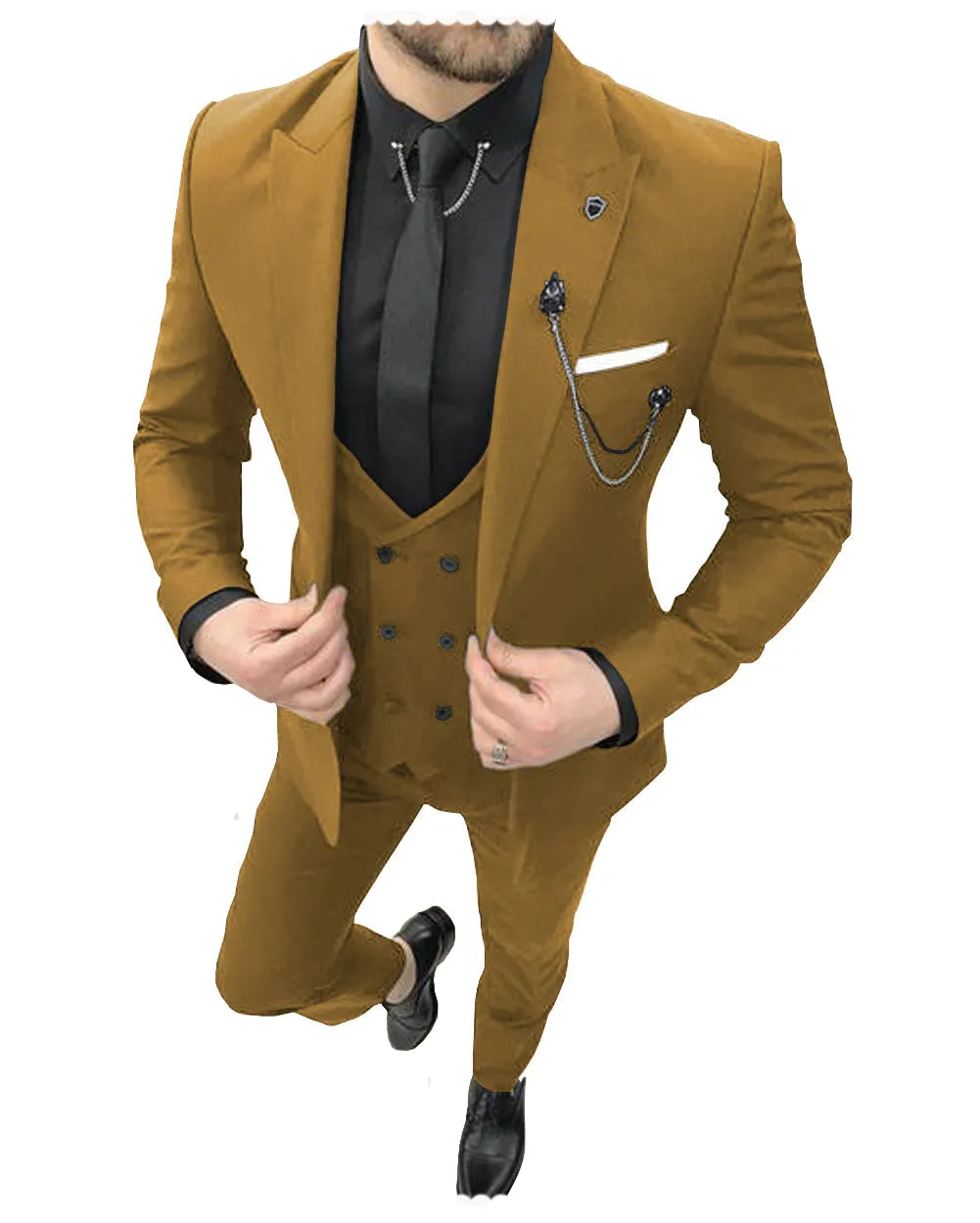 Formal Mens Suit 3 Pieces Peak Lapel Blazer For Wedding (Blazer vest Pants)