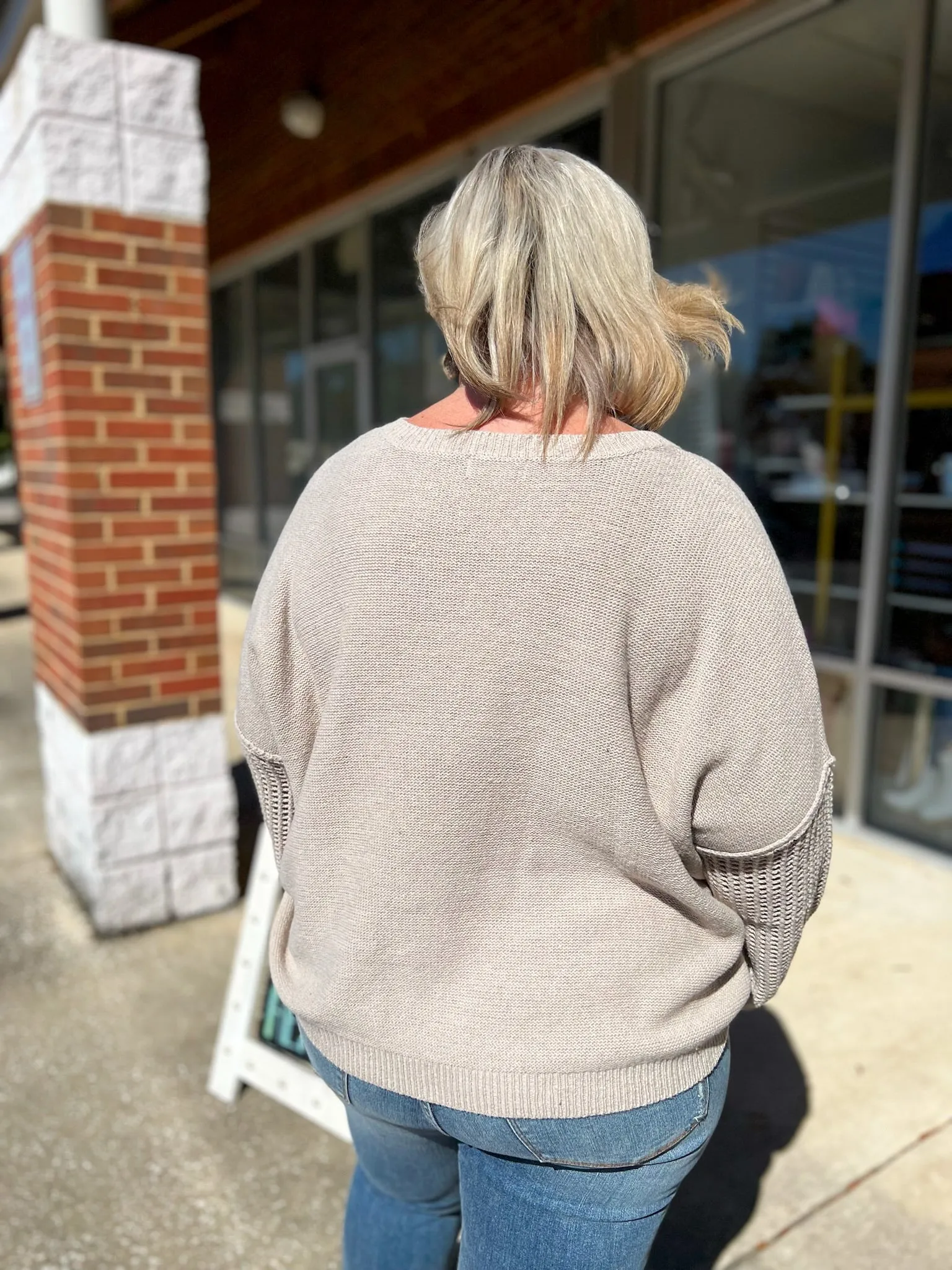 Get You Back Oatmeal Sweater with Open Knit Details (C)