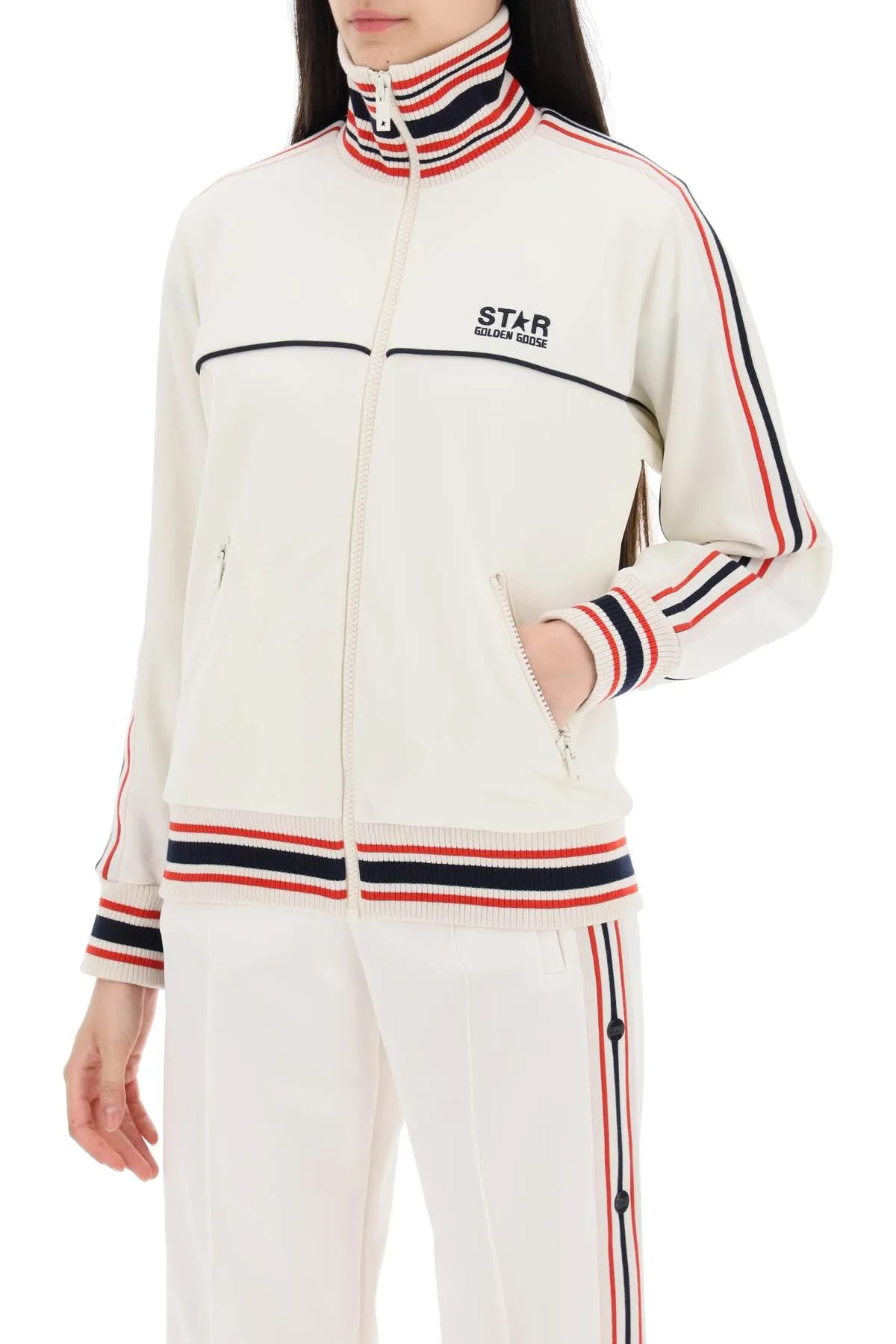 Golden Goose "Track Sweatshirt With Contrasting Hem Edges White