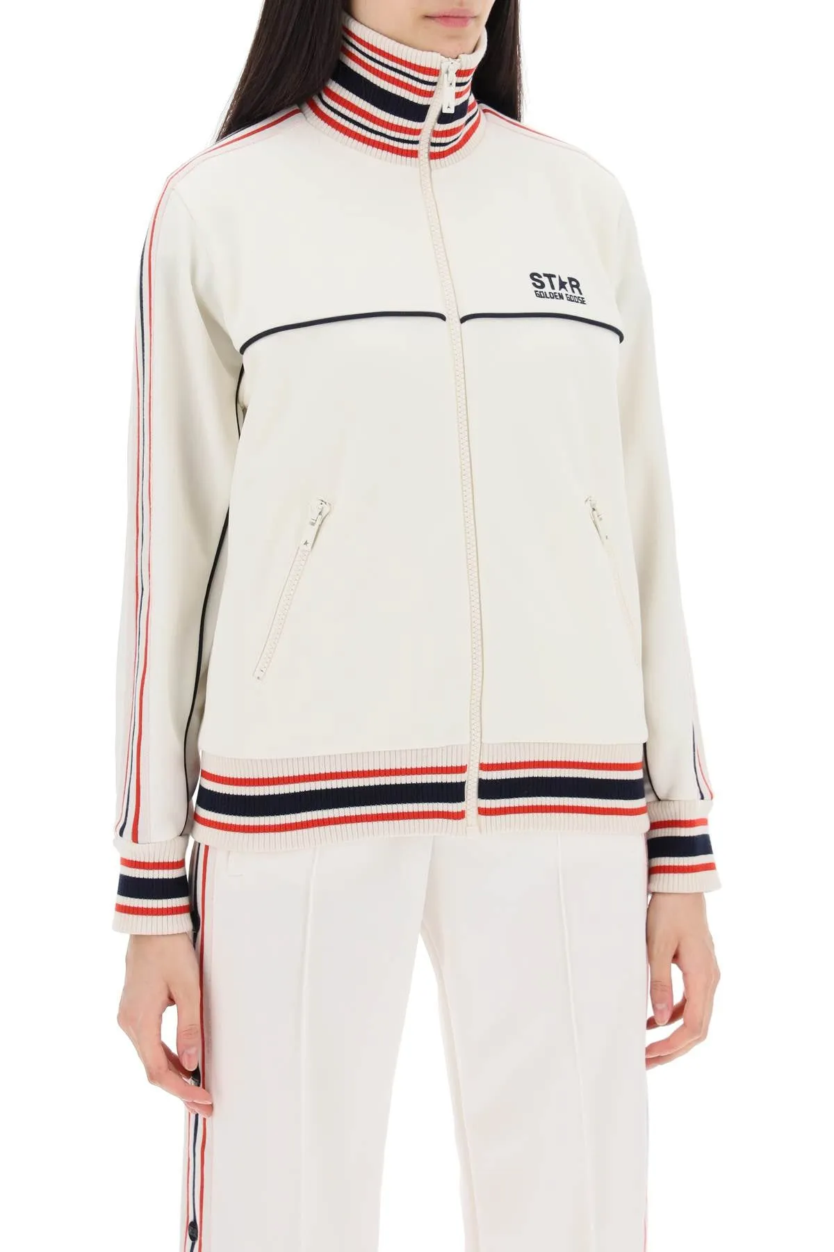 Golden Goose "Track Sweatshirt With Contrasting Hem Edges White