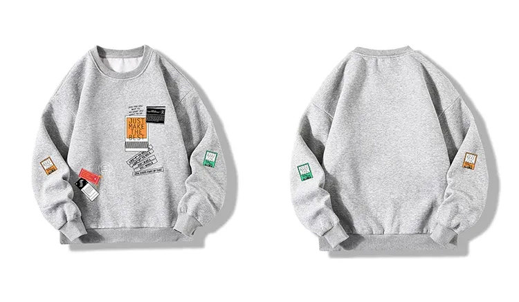 Grey Patchwork Crewneck Sweatshirt