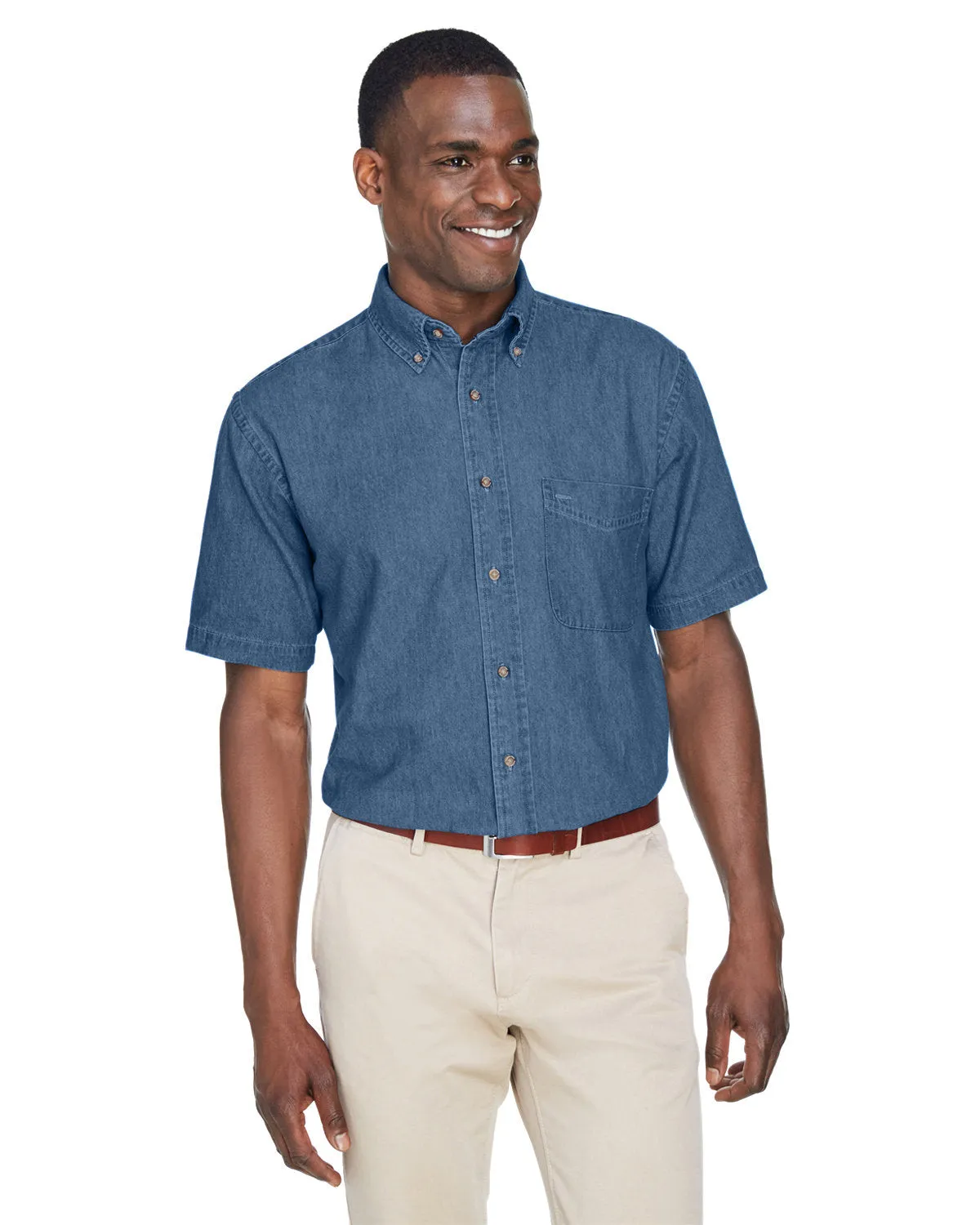 Harriton Men's Short-Sleeve Denim Shirt M550S