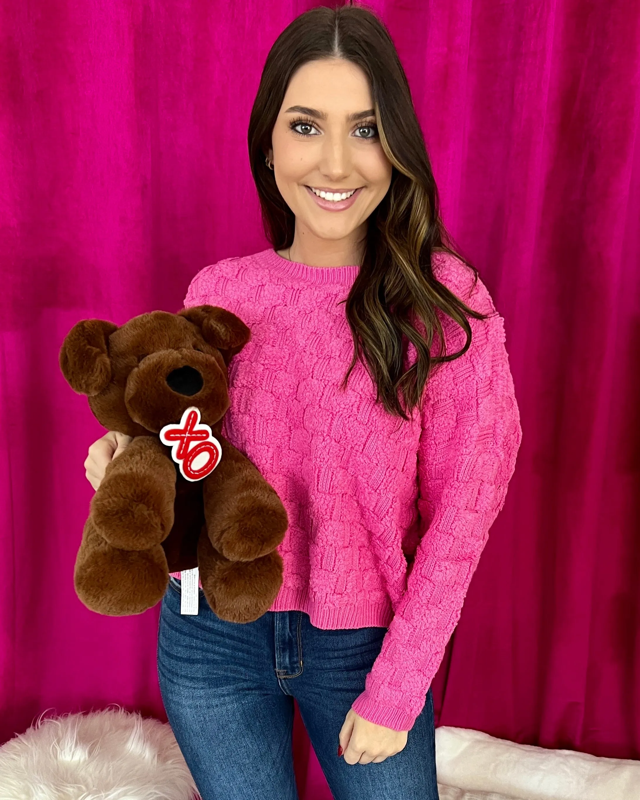 Heartwarming Bubble Pink Textured Sweater
