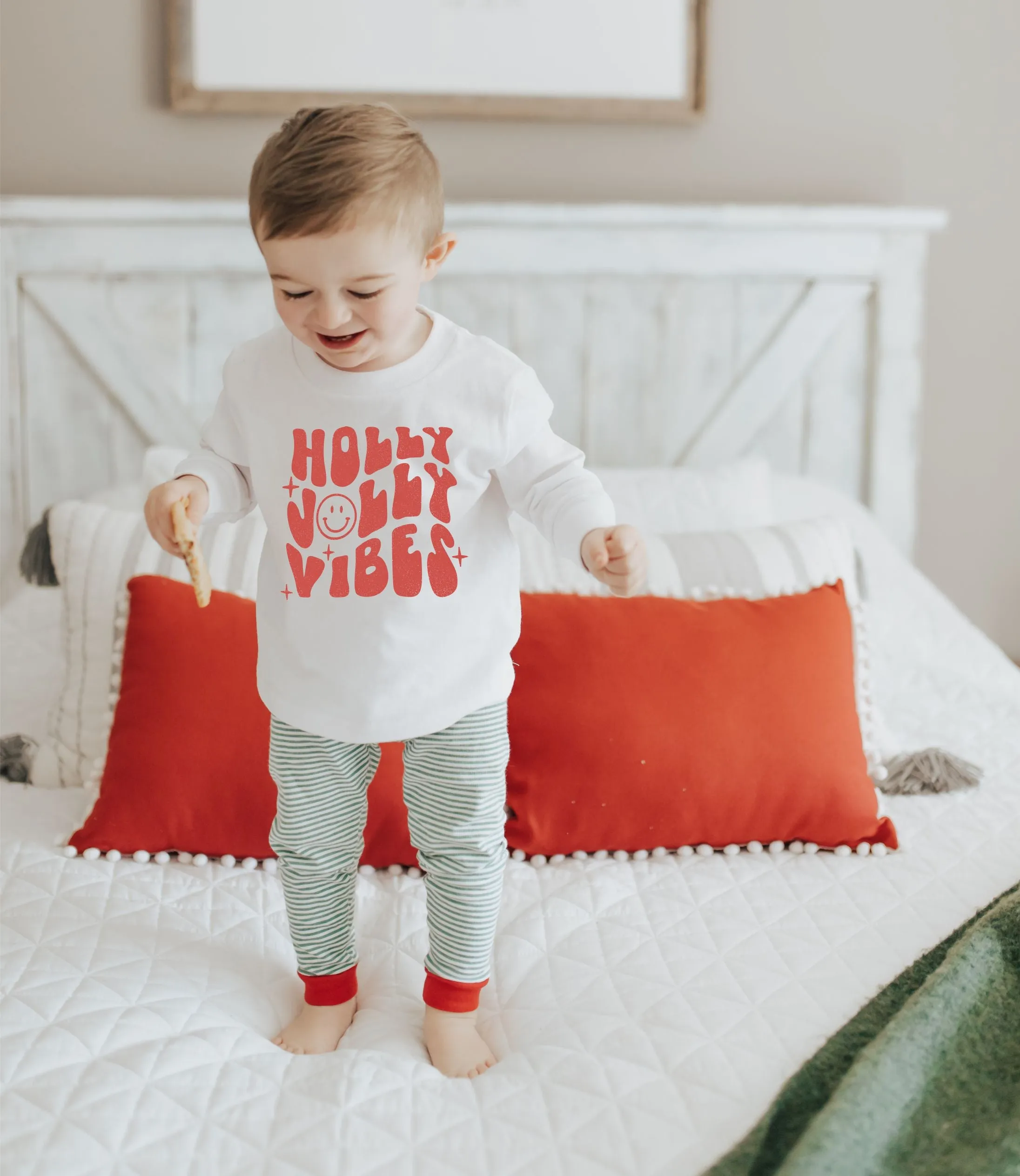 Holly Jolly Vibes | Kids' White Pullover Sweatshirt