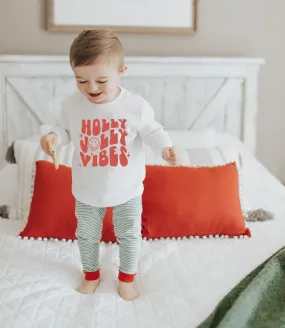 Holly Jolly Vibes | Kids' White Pullover Sweatshirt