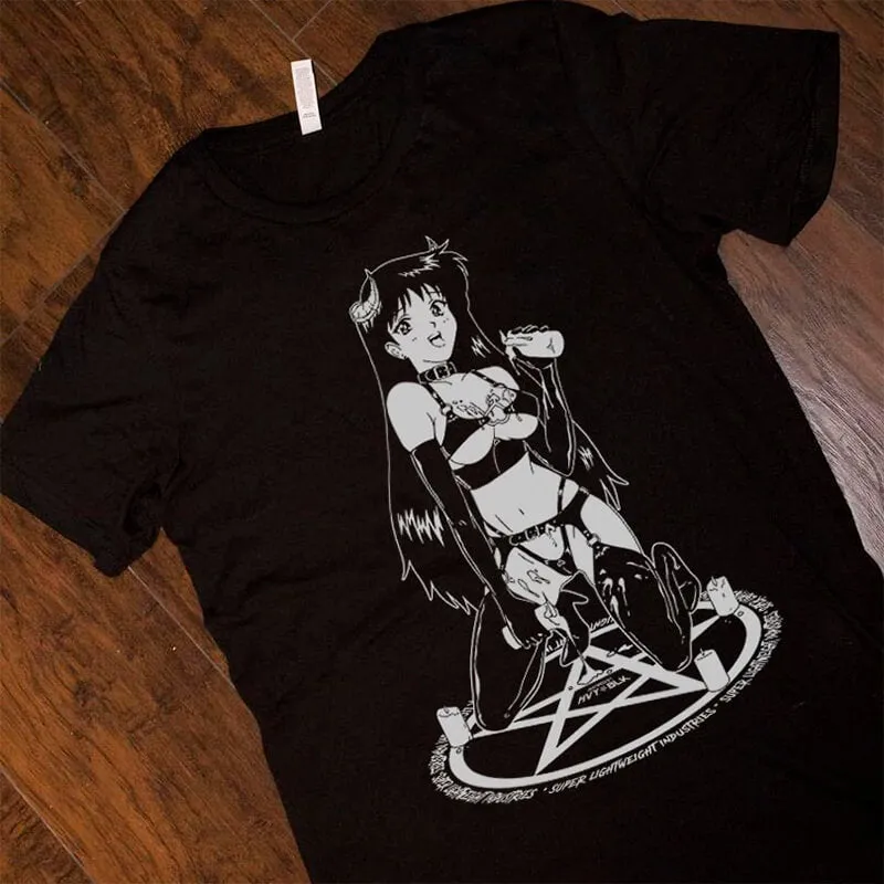 HVY BLK Succubus Anime Girl With Wax T-Shirt Nymphcore