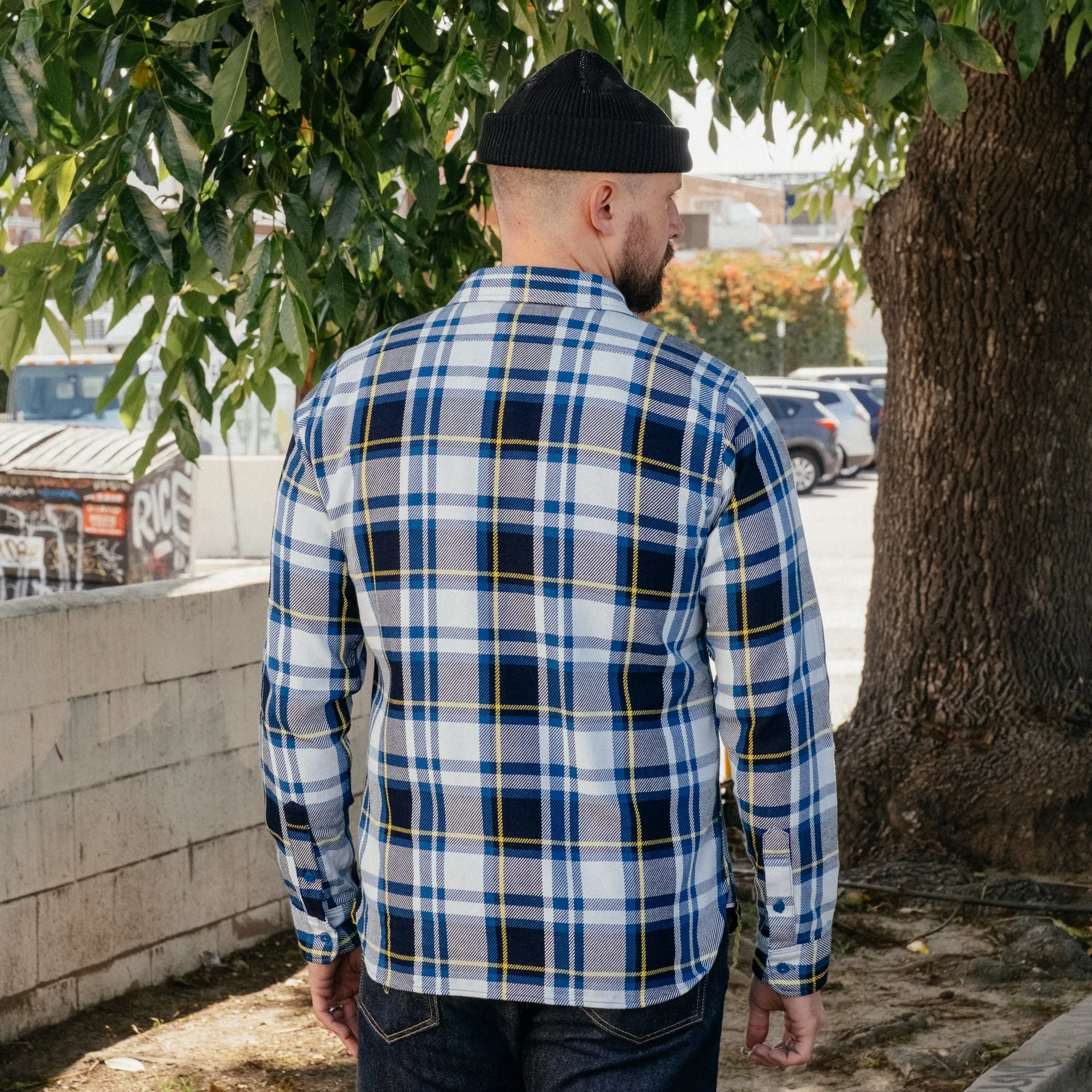 Iron Heart IHSH-382-BLU 9oz Selvedge American Check Work Shirt Blue FINAL SALE