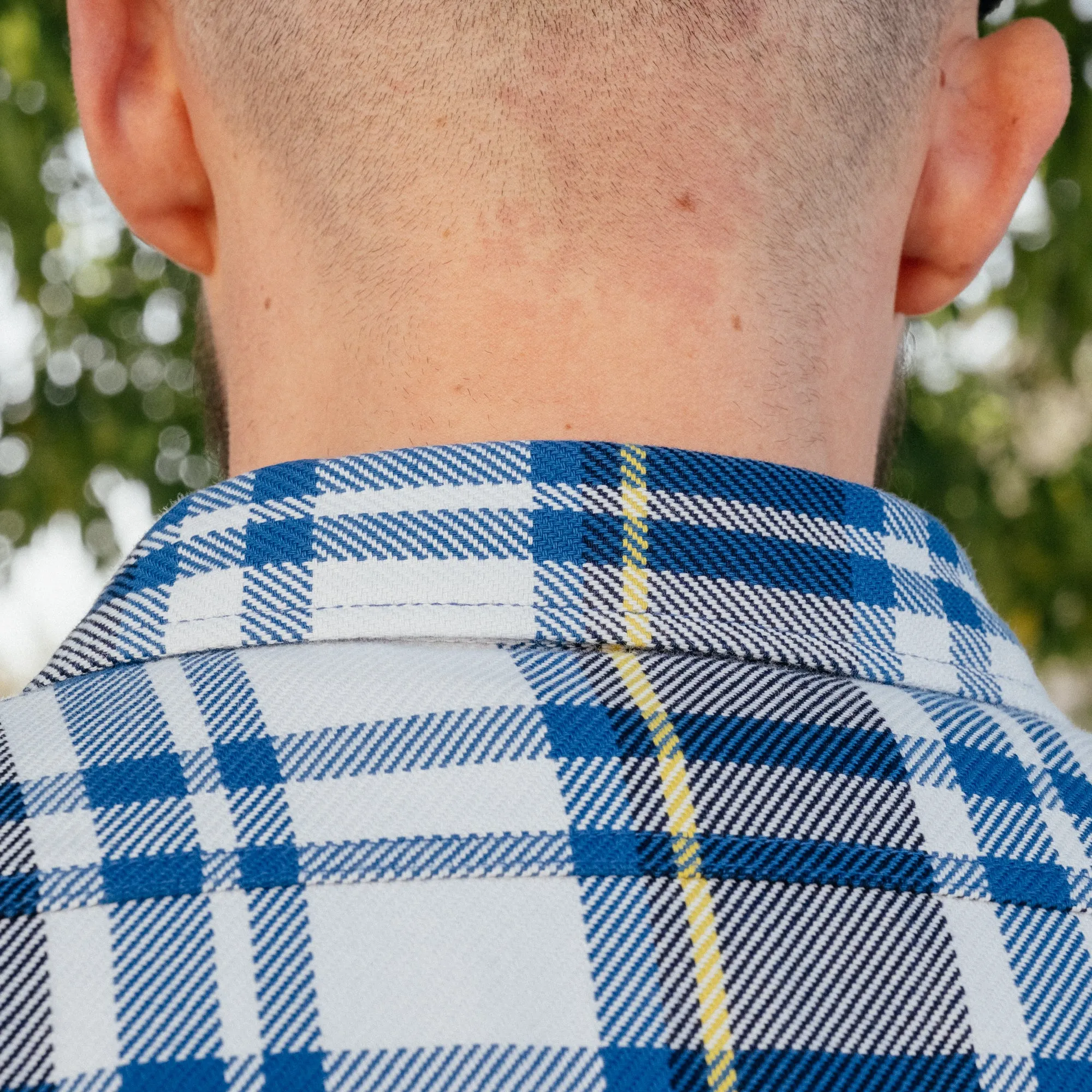 Iron Heart IHSH-382-BLU 9oz Selvedge American Check Work Shirt Blue FINAL SALE