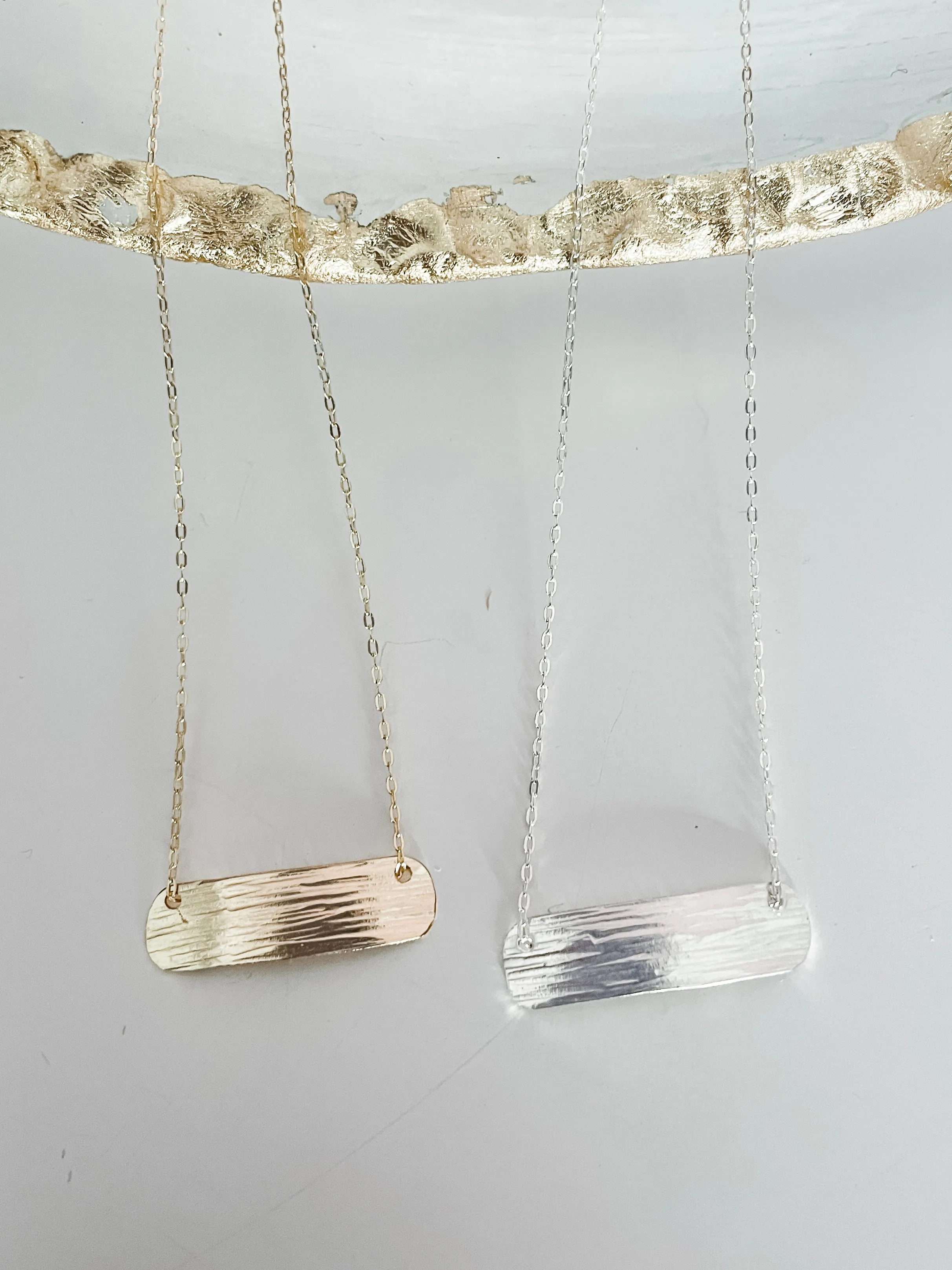J.Mills Studio-Silver Textured Bar Necklace