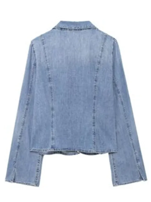 Kaiya Denim Shirt With Pussy Bow