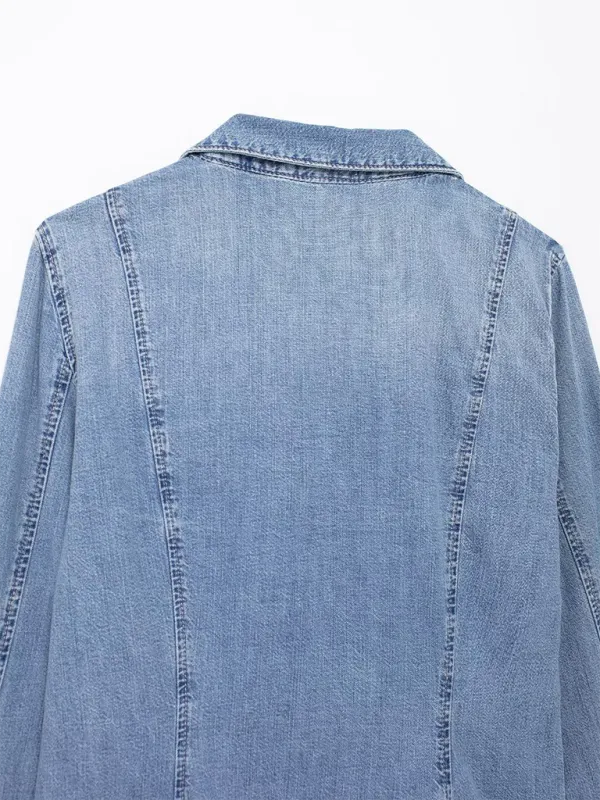 Kaiya Denim Shirt With Pussy Bow