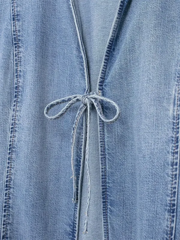 Kaiya Denim Shirt With Pussy Bow