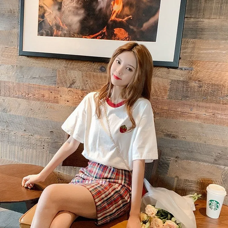 Kawaii Pattern Pink Loosed T-shirt