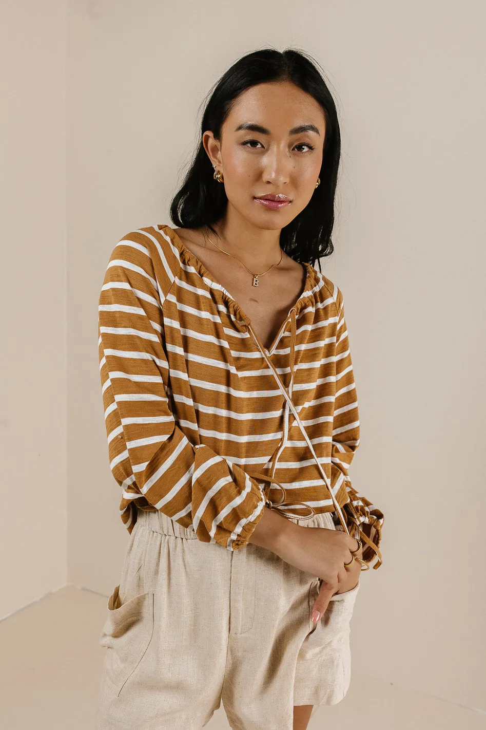 Kilby Striped Top in Mustard - FINAL SALE