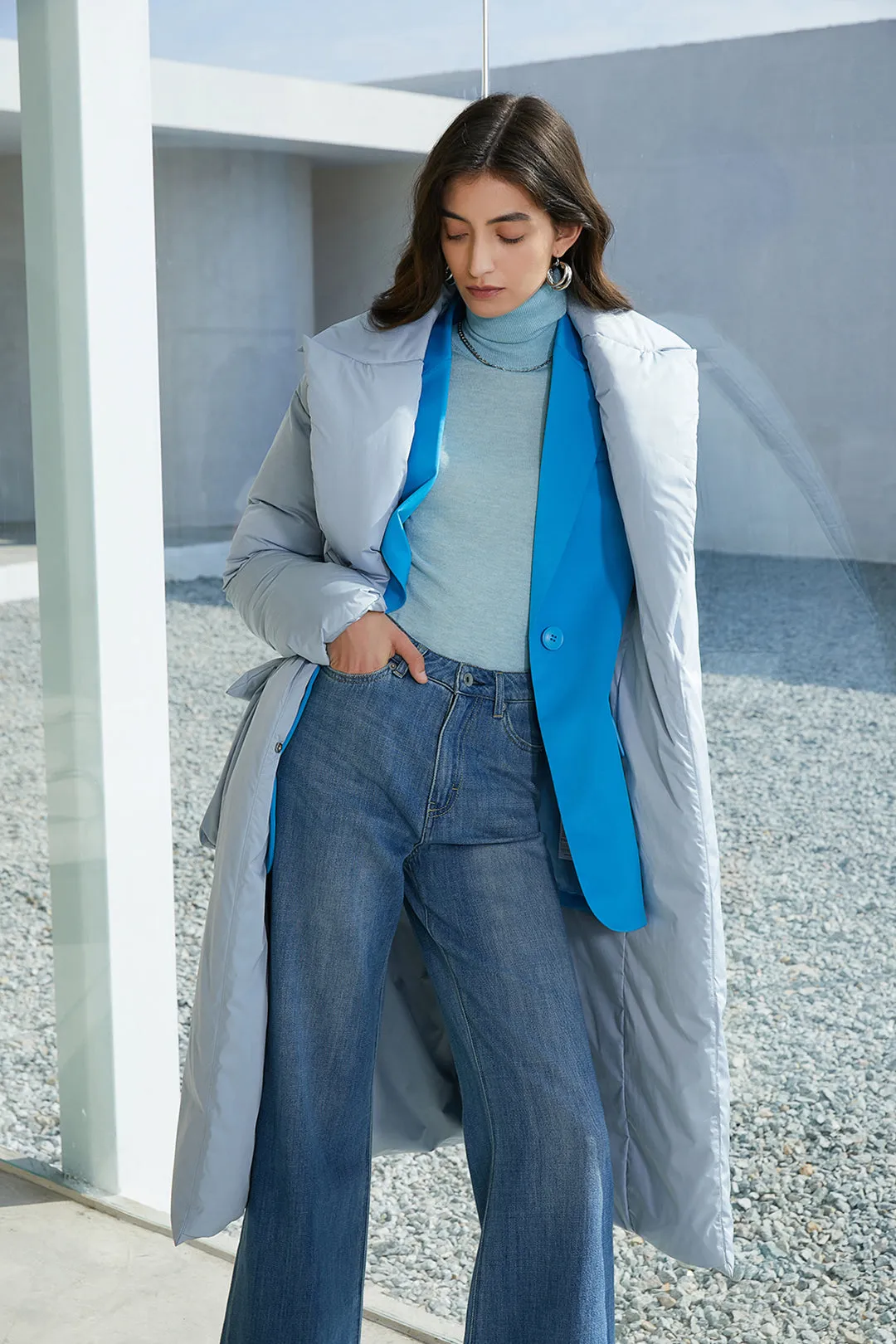 Lapel down jacket | Long down jacket | Street down jacket