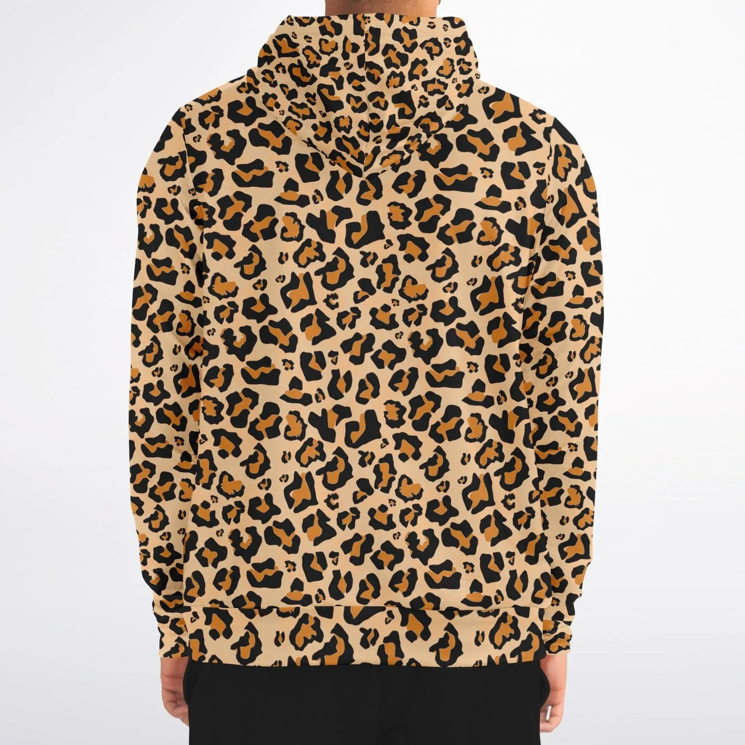 Leopard Zip Up Hoodie, Animal Print Cheetah Front Zipper Pocket Men Women Unisex Adult Aesthetic Graphic Cotton Fleece Hooded Sweatshirt
