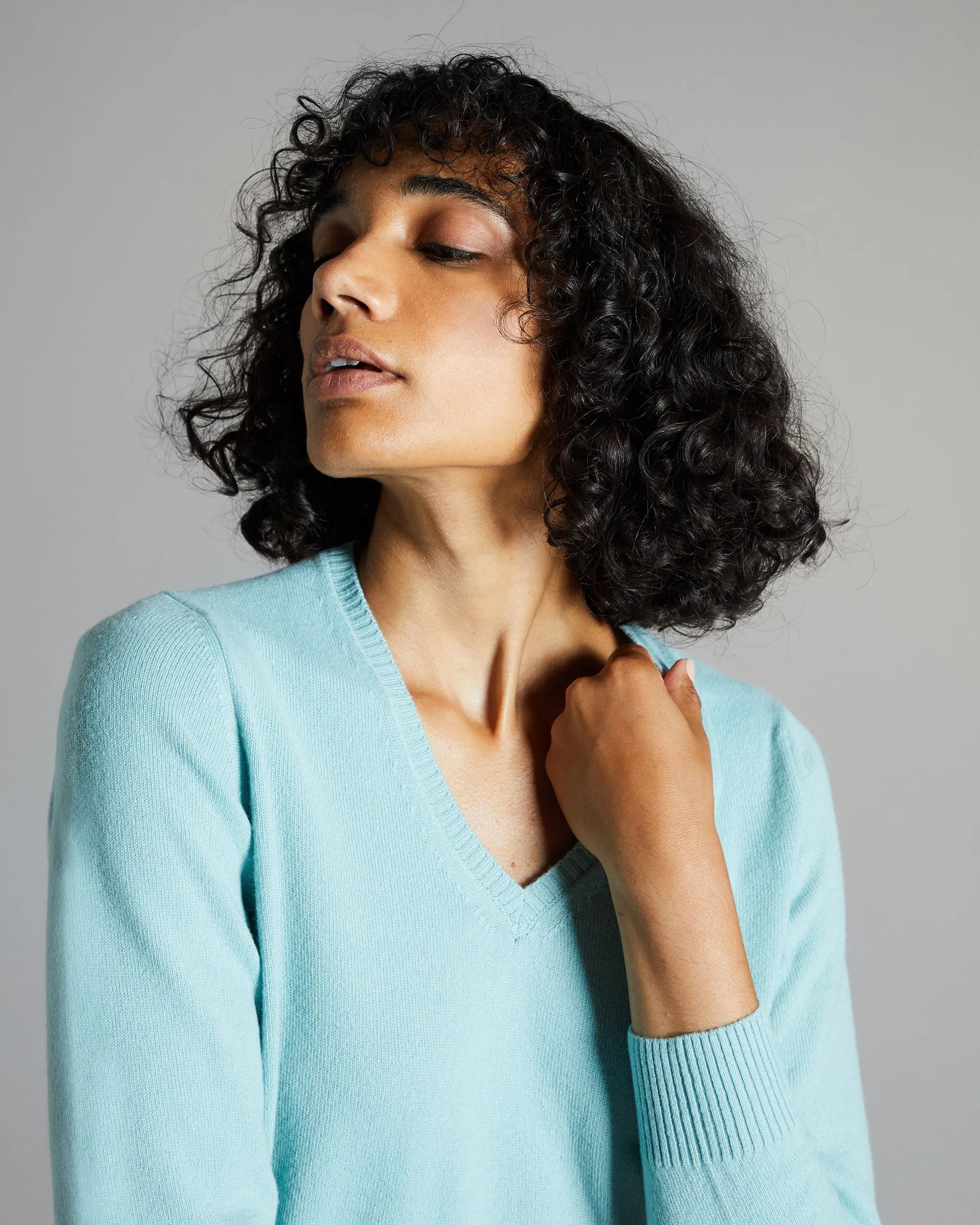 Light green Kid cashmere V-neck sweater