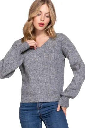 Long Sleeve Double V-neck Sweater