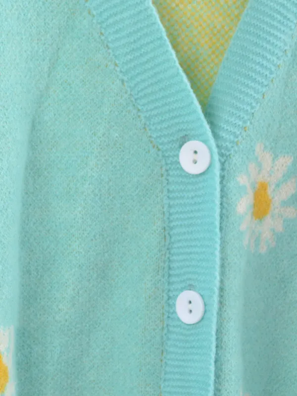 Lorena Printed Knitted Sweater Coat Sweater Cardigan Daisy Sweater