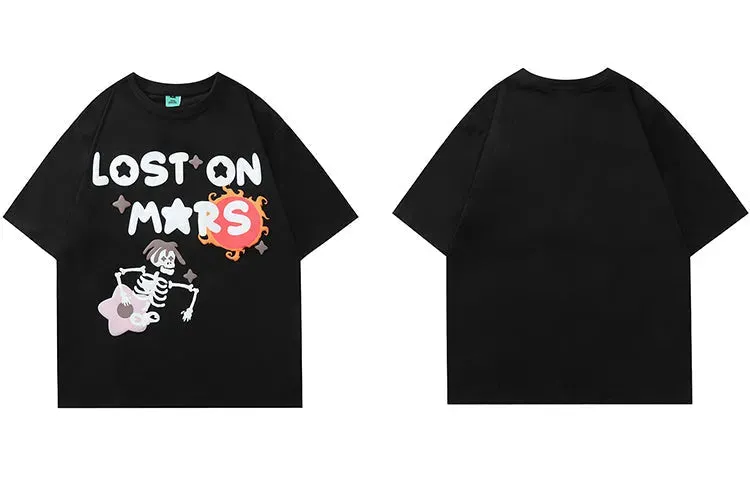 'Lost on Mars' Graphic Print Cotton T-Shirt
