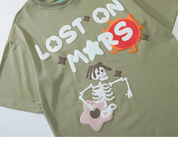 'Lost on Mars' Graphic Print Cotton T-Shirt