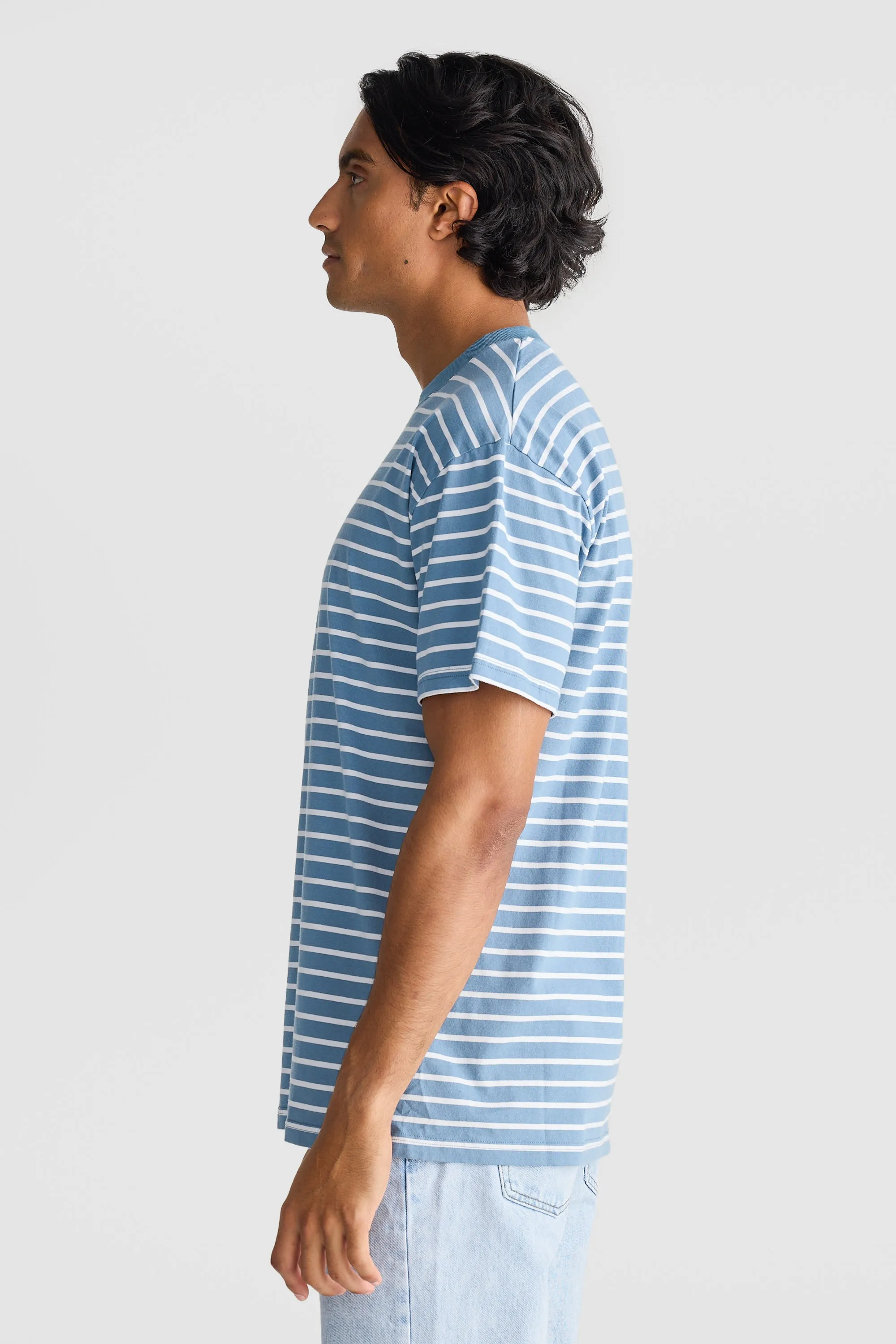 Louis Stripe T Shirt Pacific Blue