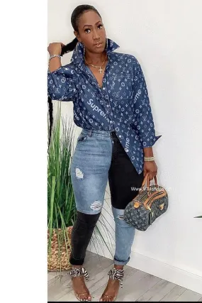 Lucille Fashion Letter Print Shirt
