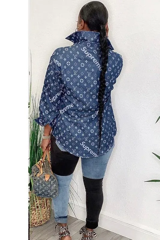 Lucille Fashion Letter Print Shirt