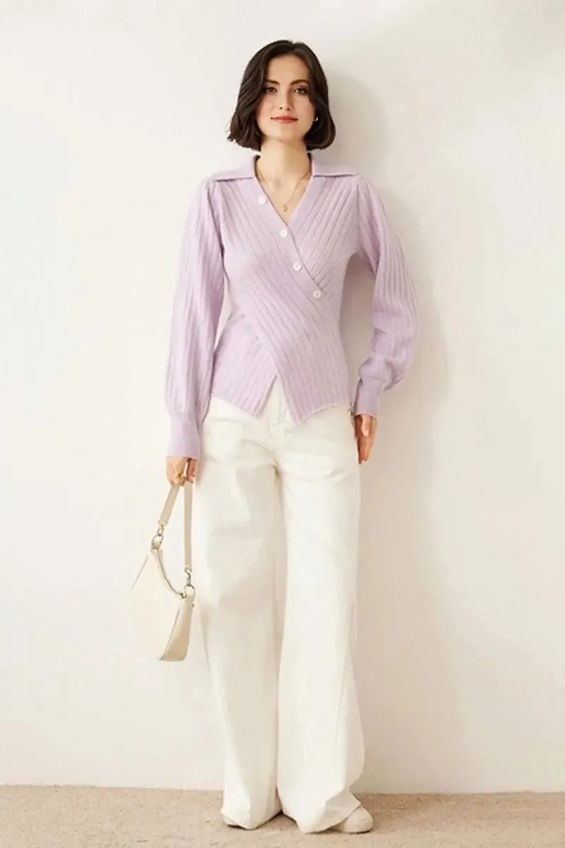 Luxe 100 Cashmere Ribbed V-Neck Sweater